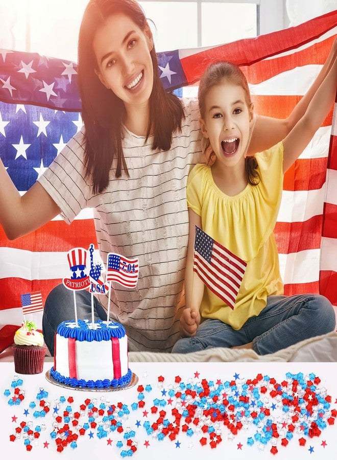 BOARDFEB 240 Pcs Patriotic Star Gems with 15g Star Confetti for Vase Filler, 4th of July Translucent Crystals 3D Star Shaped Gems Memorial Day Ice Rocks,Table Scatter, Party Arts Crafts Decoration - Image 3